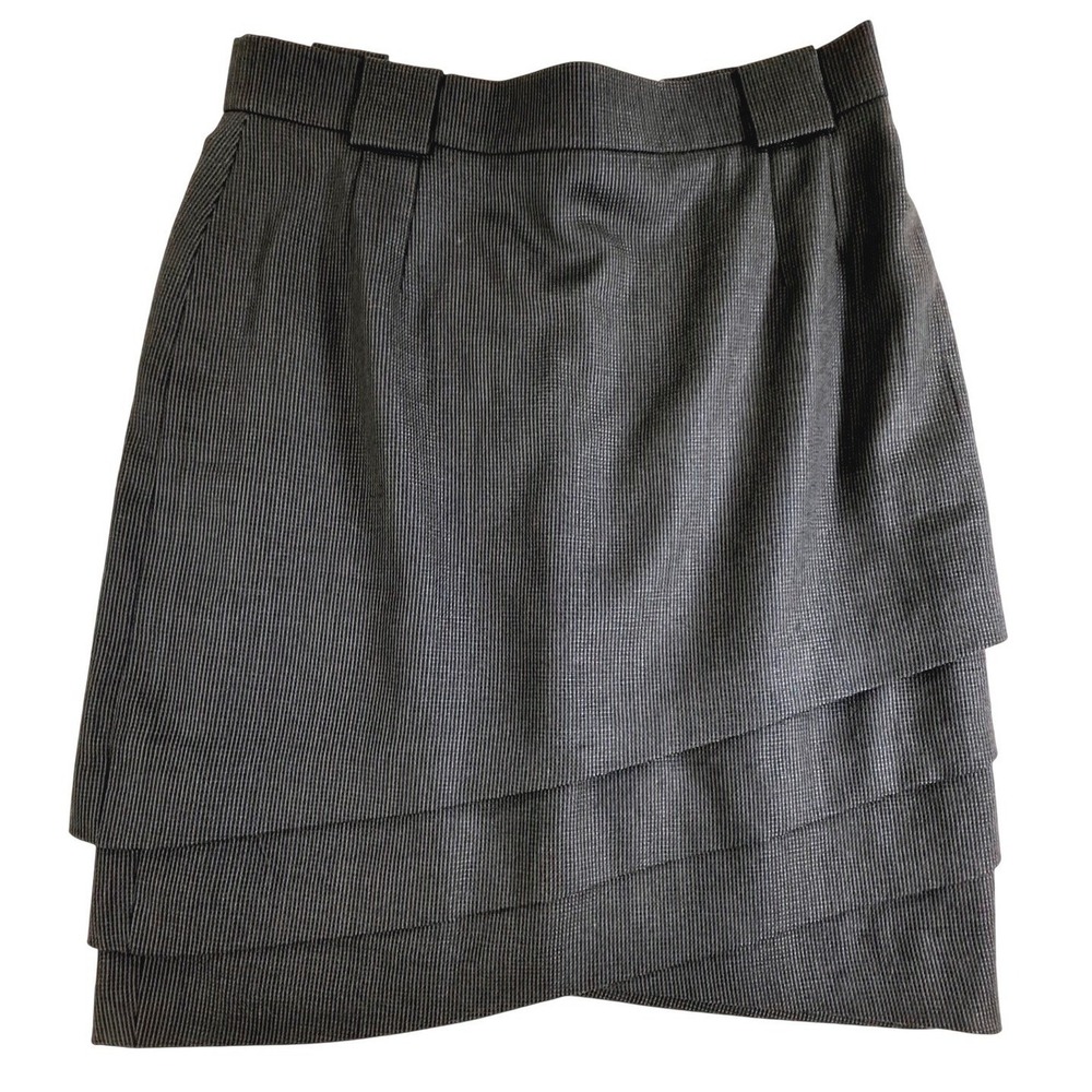 Escada Margaretha Ley Dark Green Wool Layered Tiered Skirt Made in Germany 40